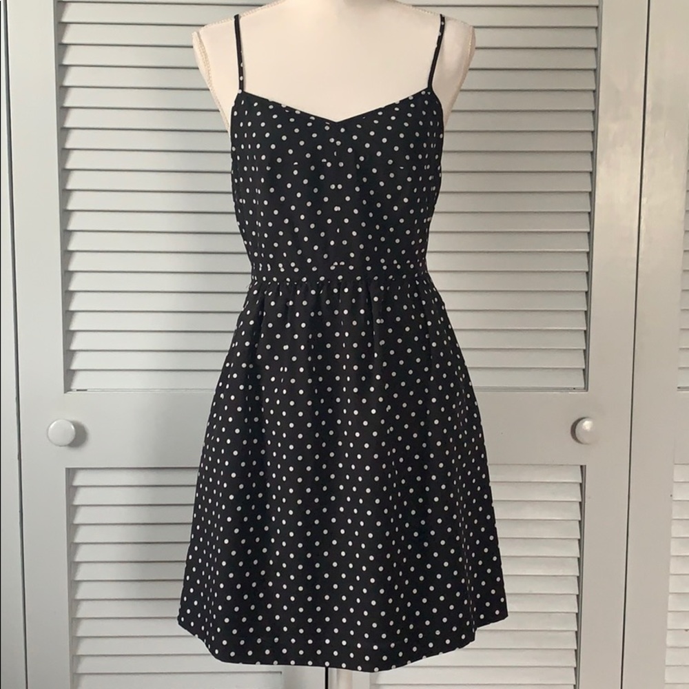 J. Crew Factory Black White Polka Dress